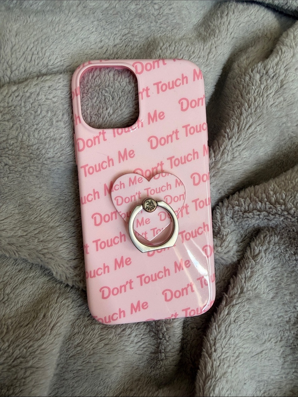 Velvet Caviar Pink "Don't Touch Me" iPhone 12 Case with Ring Holder